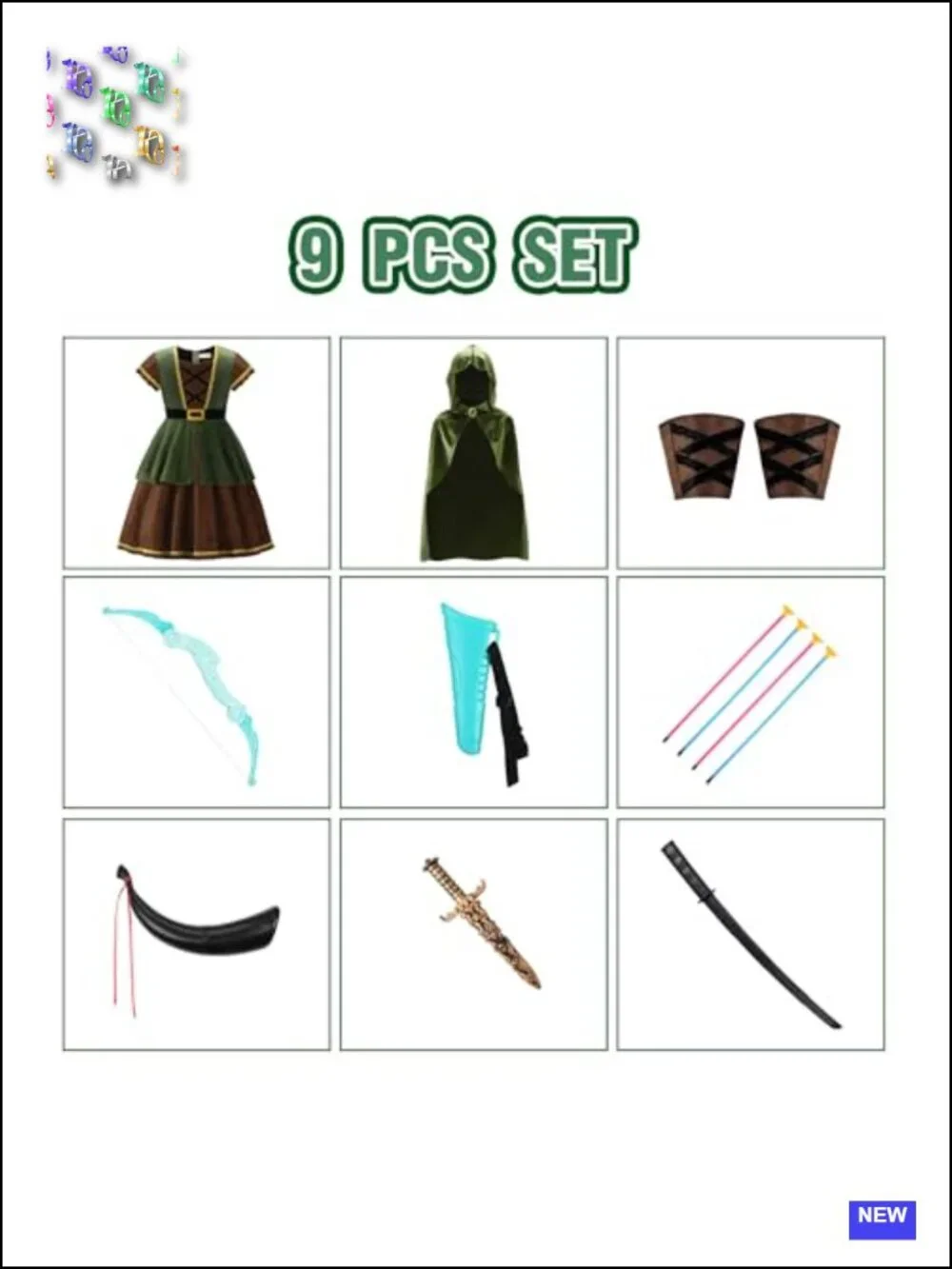 Girls Archer Costume with Cape and Toy Accessories